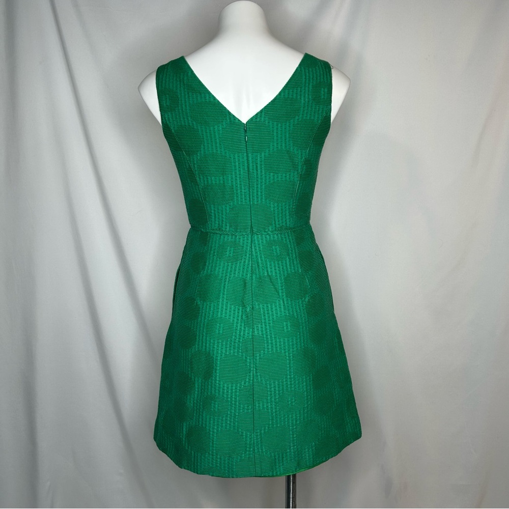 J.CREW Jacquard V-Neck "Dublin Green" Mini Dress, 2 - Picture 3 of 12